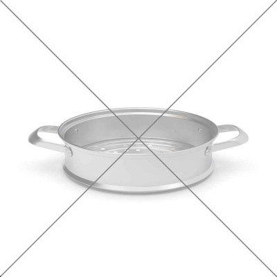 Dampfkorb, der auf den Kochtopf gestellt wird